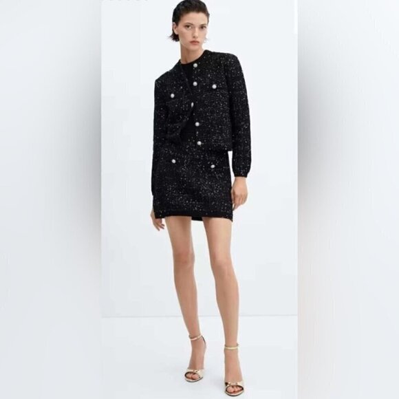 Mango - Ladies, Tweed Cardigan with Jewel Button - Black. Size: S. NWT - Picture 9 of 16